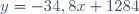 y = -34,8x + 1 284